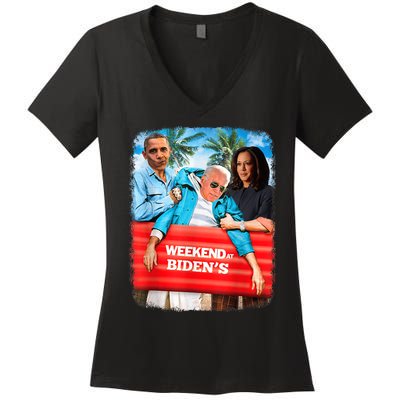 Weekend At Bidens Funny President 2024 Vote Women's V-Neck T-Shirt