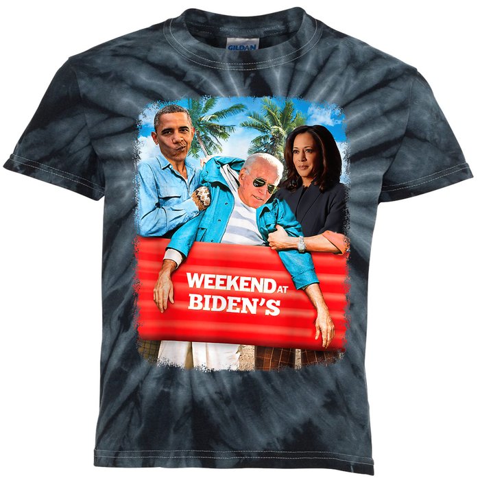 Weekend At Bidens Funny President 2024 Vote Kids Tie-Dye T-Shirt