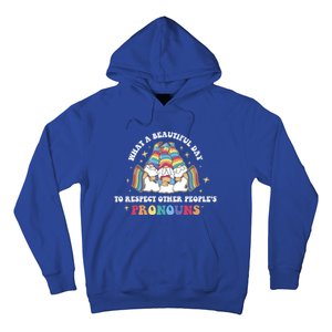 What A Beautiful Day To Respect Other Peoples Pronouns Great Gift Hoodie