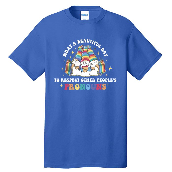 What A Beautiful Day To Respect Other Peoples Pronouns Great Gift Tall T-Shirt