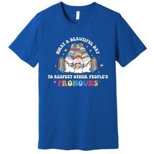 What A Beautiful Day To Respect Other Peoples Pronouns Great Gift Premium T-Shirt