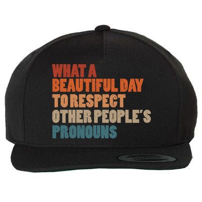 What A Beautiful Day To Respect Other Peoples Pronouns Cool Gift Wool Snapback Cap