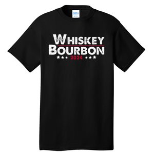 Whiskey And Bourbon 24 Whiskey Lovers Drinker Election 2024 Tall T-Shirt