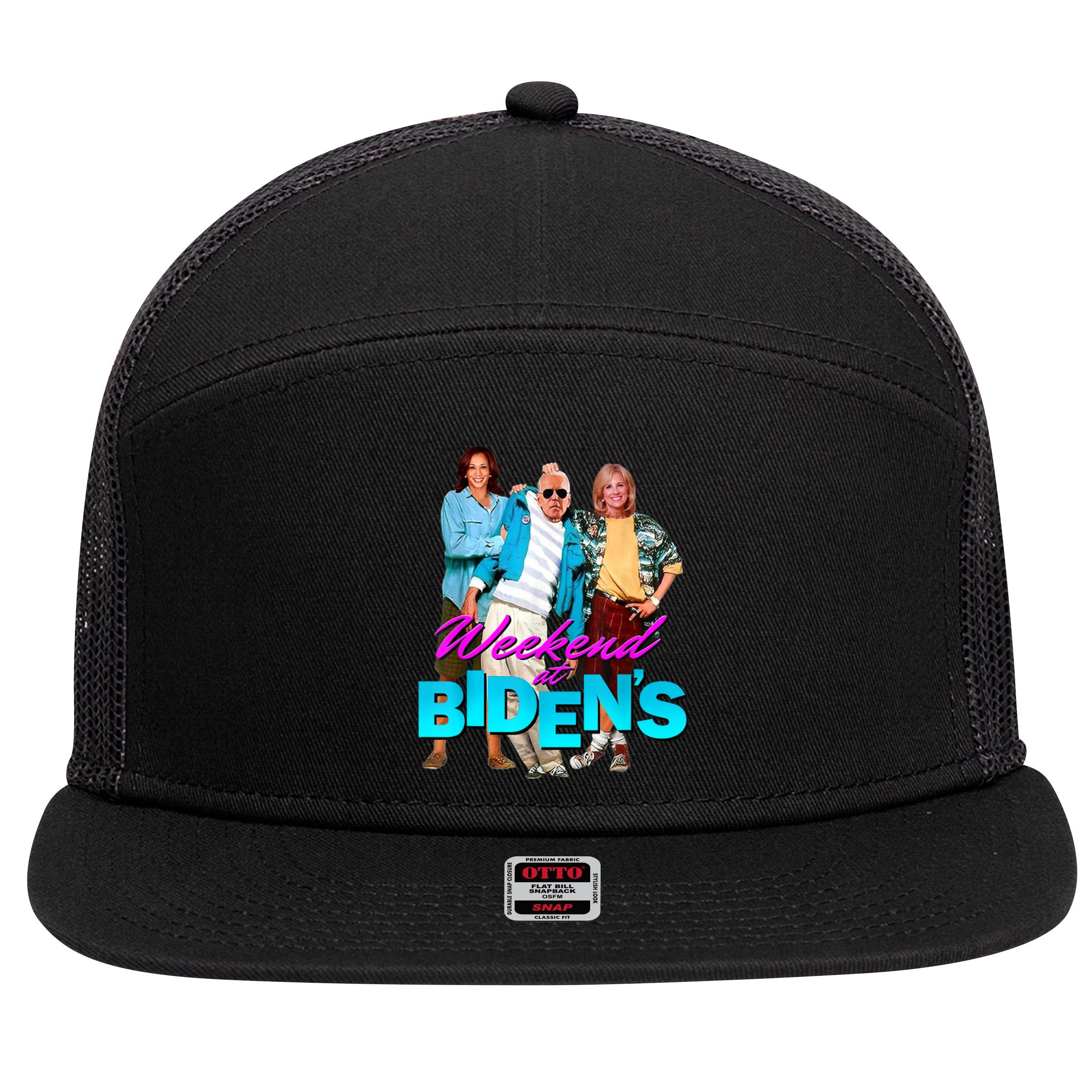 Weekend At Biden's 7 Panel Mesh Trucker Snapback Hat