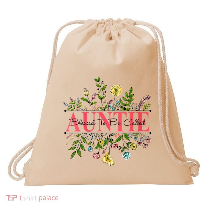 Wildflower Auntie Blessed To Be Called Auntie Drawstring Bag