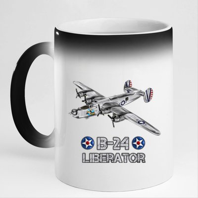 WW2 Aviation B24 Liberator American Heavy Bomber Gift 11oz Black Color Changing Mug