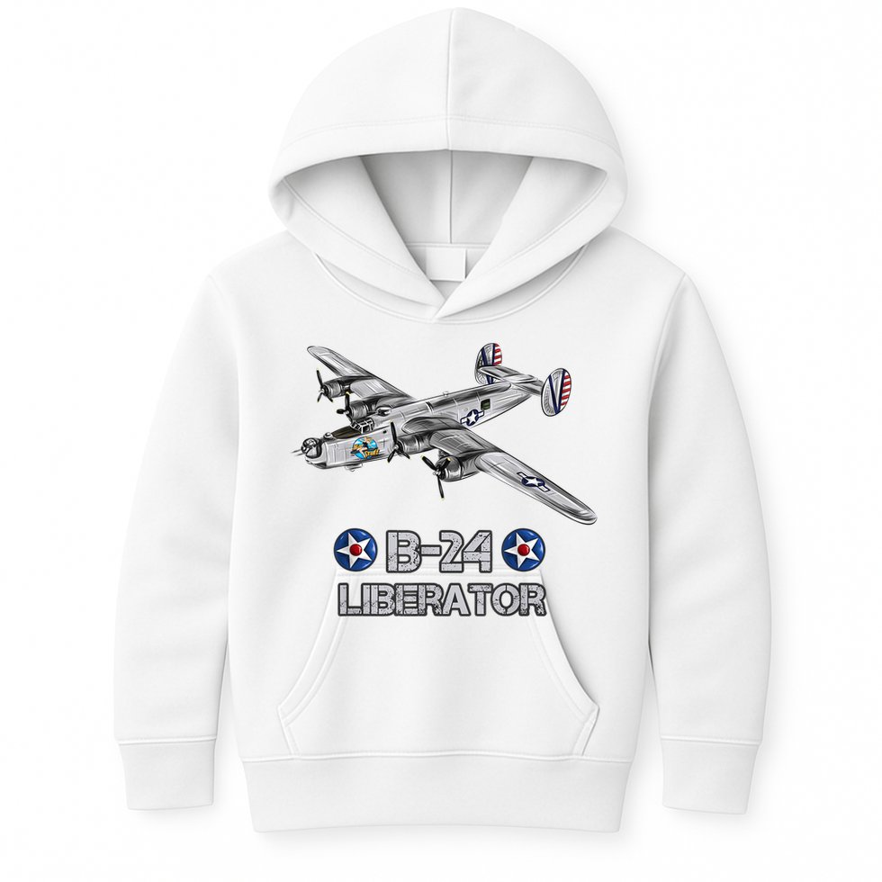 WW2 Aviation B24 Liberator American Heavy Bomber Gift Kids Hoodie