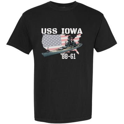 WW2 American Battleship USS Iowa Warship BB 61 Veterans Garment-Dyed Heavyweight T-Shirt