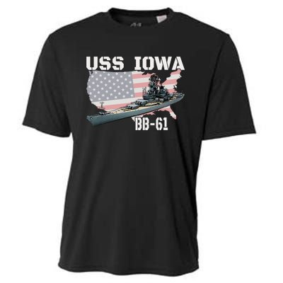 WW2 American Battleship USS Iowa Warship BB 61 Veterans Cooling Performance Crew T-Shirt