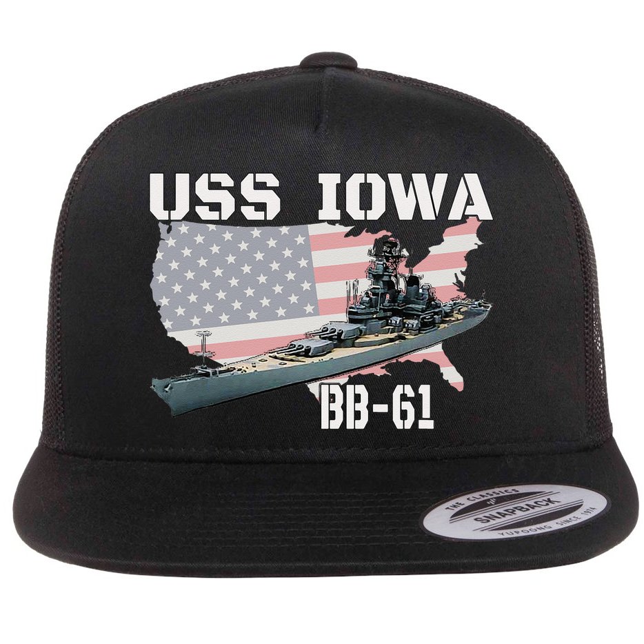 WW2 American Battleship USS Iowa Warship BB 61 Veterans Flat Bill Trucker Hat