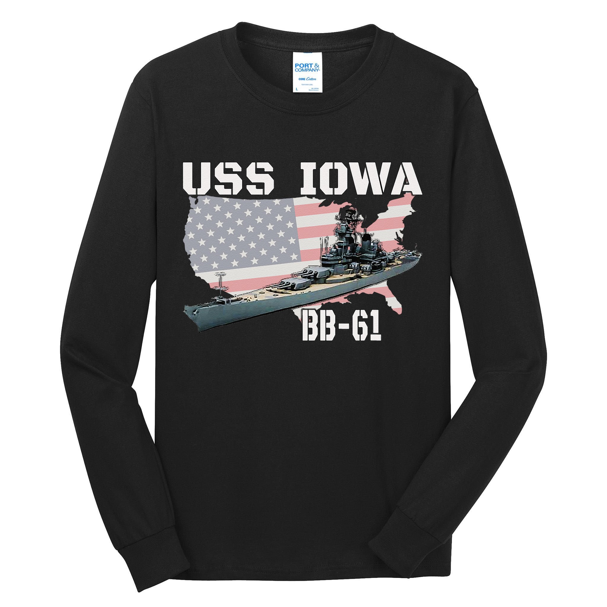 WW2 American Battleship USS Iowa Warship BB 61 Veterans Tall Long Sleeve T-Shirt