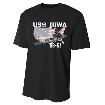 WW2 American Battleship USS Iowa Warship BB 61 Veterans Performance Sprint T-Shirt