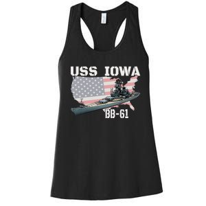 WW2 American Battleship USS Iowa Warship BB 61 Veterans Women's Racerback Tank