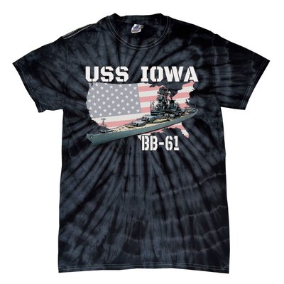 WW2 American Battleship USS Iowa Warship BB 61 Veterans Tie-Dye T-Shirt