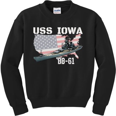 WW2 American Battleship USS Iowa Warship BB 61 Veterans Kids Sweatshirt