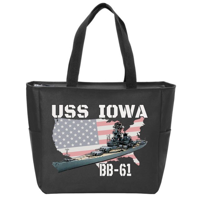 WW2 American Battleship USS Iowa Warship BB 61 Veterans Zip Tote Bag