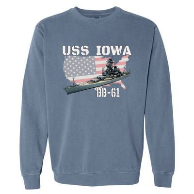 WW2 American Battleship USS Iowa Warship BB 61 Veterans Garment-Dyed Sweatshirt