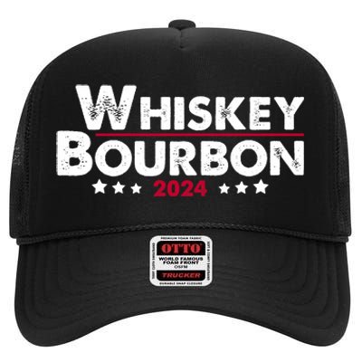 Whiskey And Bourbon 24 Whiskey Lovers Drinker Election 2024 High Crown Mesh Back Trucker Hat