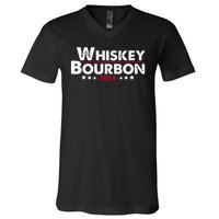 Whiskey And Bourbon 24 Whiskey Lovers Drinker Election 2024 V-Neck T-Shirt