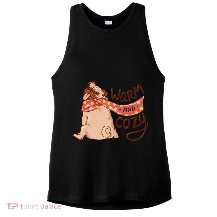 Warm And Cozy Pug Ladies PosiCharge Tri-Blend Wicking Tank