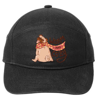 Warm And Cozy Pug 7-Panel Snapback Hat