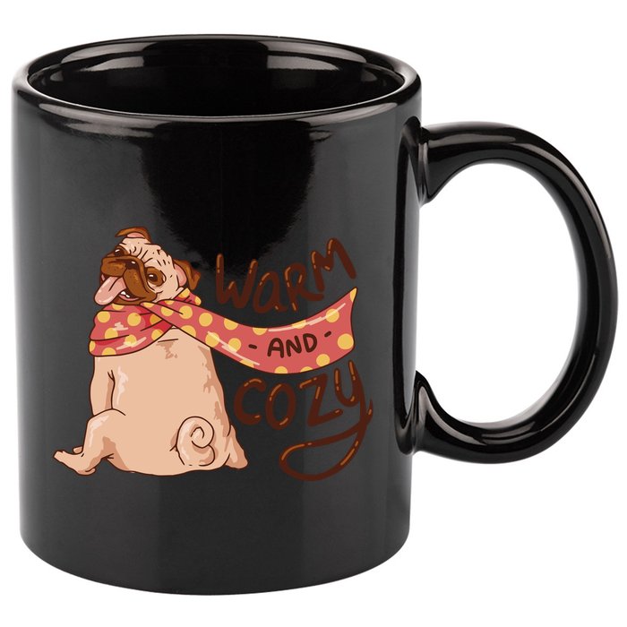 Warm And Cozy Pug 11oz C Handle Ceramic Mug