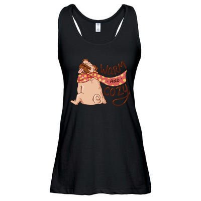 Warm And Cozy Pug Ladies Essential Flowy Tank
