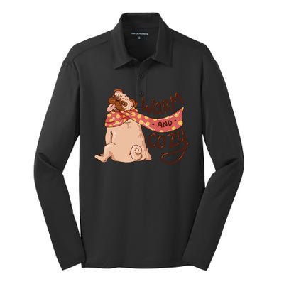 Warm And Cozy Pug Silk Touch Performance Long Sleeve Polo