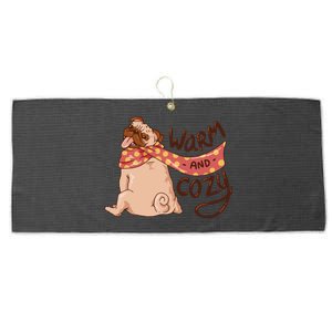 Warm And Cozy Pug Large Microfiber Waffle Golf Towel