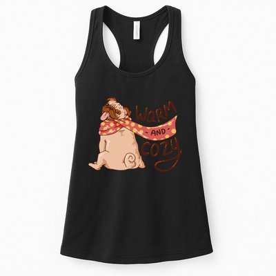 Warm And Cozy Pug Womens Tank Top