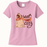 Warm And Cozy Pug Womens T-Shirt