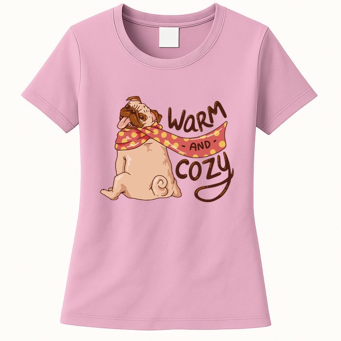 Warm And Cozy Pug Womens T-Shirt