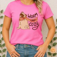 Warm And Cozy Pug Womens T-Shirt