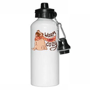 Warm And Cozy Pug Aluminum Water Bottle 