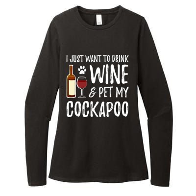 Wine And Cockapoo Cool Gift Funny Dog Mom Or Dog Dad Gift Idea Great Gift Womens CVC Long Sleeve Shirt