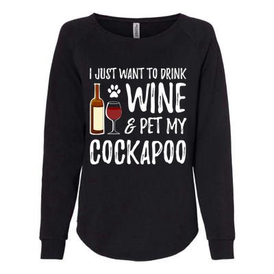 Wine And Cockapoo Cool Gift Funny Dog Mom Or Dog Dad Gift Idea Great Gift Womens California Wash Sweatshirt