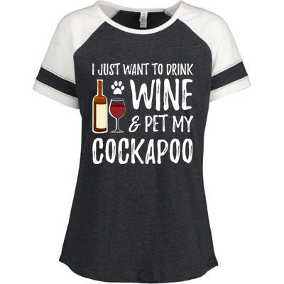 Wine And Cockapoo Cool Gift Funny Dog Mom Or Dog Dad Gift Idea Great Gift Enza Ladies Jersey Colorblock Tee