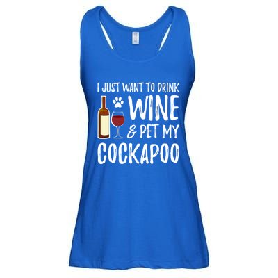 Wine And Cockapoo Cool Gift Funny Dog Mom Or Dog Dad Gift Idea Great Gift Ladies Essential Flowy Tank