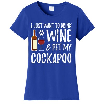 Wine And Cockapoo Cool Gift Funny Dog Mom Or Dog Dad Gift Idea Great Gift Women's T-Shirt