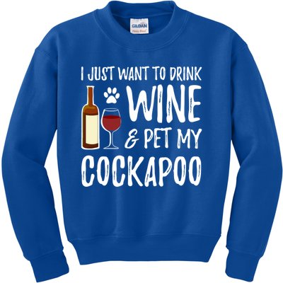 Wine And Cockapoo Cool Gift Funny Dog Mom Or Dog Dad Gift Idea Great Gift Kids Sweatshirt