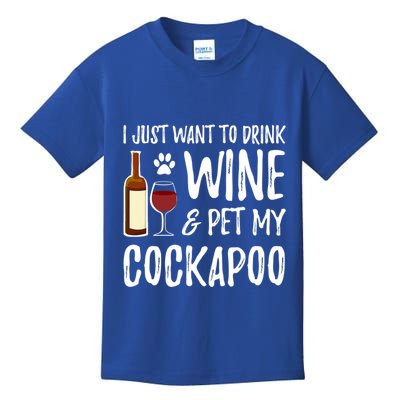 Wine And Cockapoo Cool Gift Funny Dog Mom Or Dog Dad Gift Idea Great Gift Kids T-Shirt