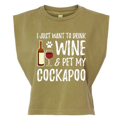 Wine And Cockapoo Cool Gift Funny Dog Mom Or Dog Dad Gift Idea Great Gift Garment-Dyed Women's Muscle Tee