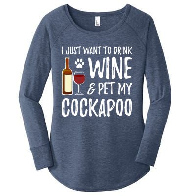 Wine And Cockapoo Cool Gift Funny Dog Mom Or Dog Dad Gift Idea Great Gift Women's Perfect Tri Tunic Long Sleeve Shirt