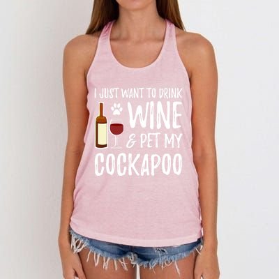 Wine And Cockapoo Cool Gift Funny Dog Mom Or Dog Dad Gift Idea Great Gift Women's Knotted Racerback Tank