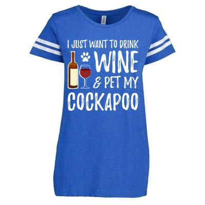 Wine And Cockapoo Cool Gift Funny Dog Mom Or Dog Dad Gift Idea Great Gift Enza Ladies Jersey Football T-Shirt