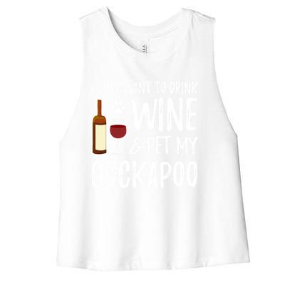 Wine And Cockapoo Cool Gift Funny Dog Mom Or Dog Dad Gift Idea Great Gift Women's Racerback Cropped Tank