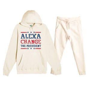 Women Alexa Change The President Funny Quote Humor Tank Top Premium Hooded Sweatsuit Set