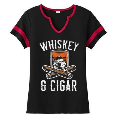 Whiskey And Cigar Whisky Ing Alcohol Er Cigarette Meaningful Gift Ladies Halftime Notch Neck Tee