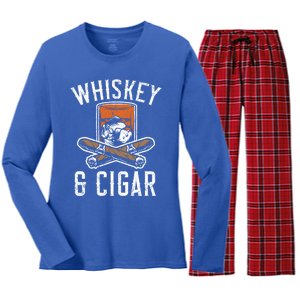 Whiskey And Cigar Whisky Ing Alcohol Er Cigarette Meaningful Gift Women's Long Sleeve Flannel Pajama Set 