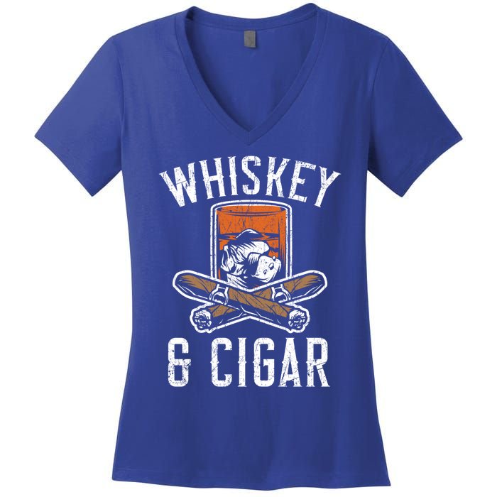 Whiskey And Cigar Whisky Ing Alcohol Er Cigarette Meaningful Gift Women's V-Neck T-Shirt